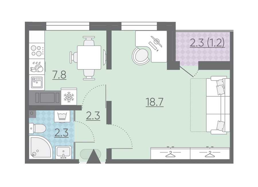 Однокомнатная квартира в : площадь 32.3 м2 , этаж: 19 – купить в Санкт-Петербурге